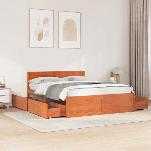 Walplus wax brown bed frame - brown,